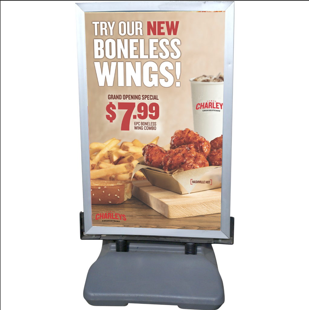 24"x36" Charleys Philly Steaks Boneless Wings Coroplast A-frame Insert Only 
