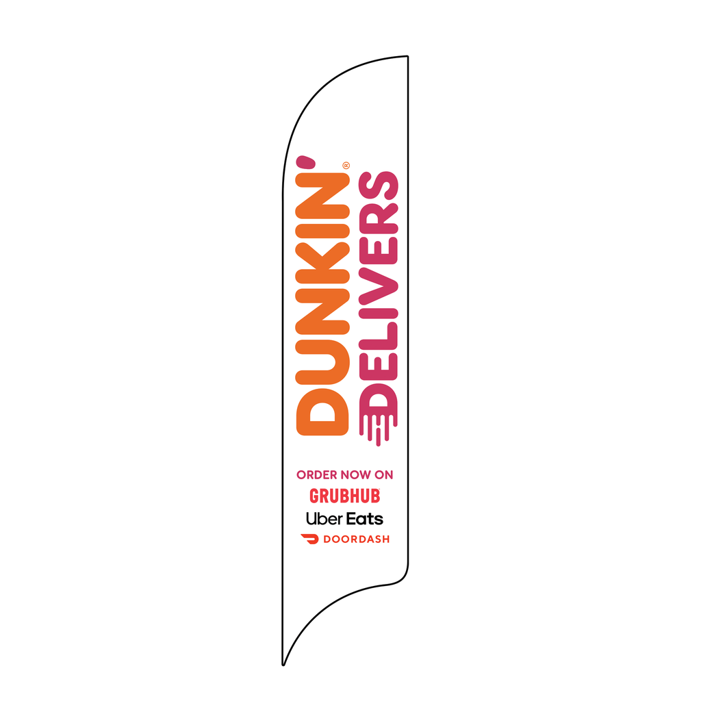 15' Dunkin' Donuts Orange Delivers GrubHub, UberEats, DoorDash AdverSail Flag